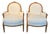 French Louis XVI Carved Walnut Armchairs Bergere Chairs -a Pair For Sale