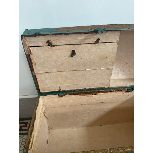Large Antique Victorian Oak Banded Dome Top Steamer Trunk Chest, Maier For Sale - Image 14 of 16