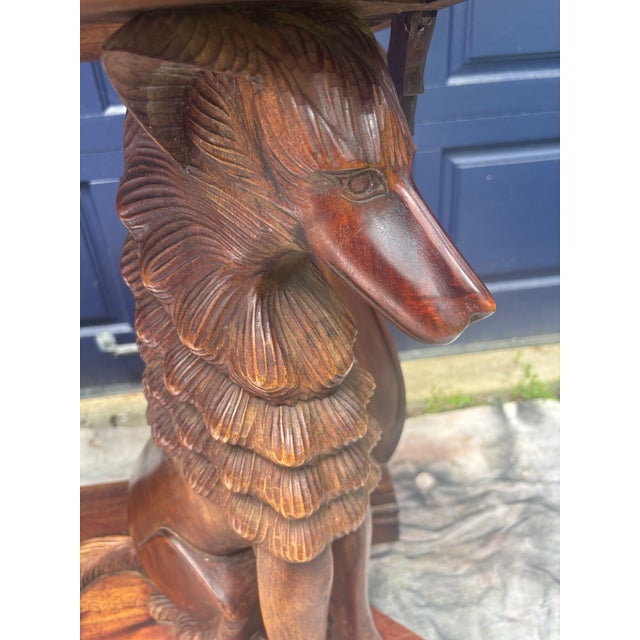 Mid-Century Modern Mahogany Marble Top Console With Carved Dog Supports For Sale - Image 3 of 12