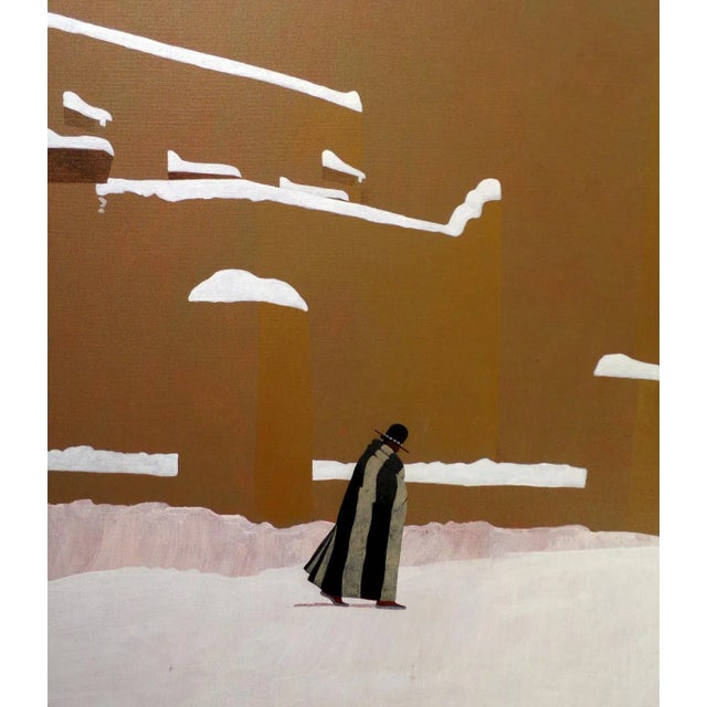 1980s "After the Snow" Southwestern Winter Landscape Acrylic Painting by Louis De Mayo, Framed For Sale - Image 4 of 5