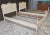 Wood Pair MidCentury French Provincial Partial Gilt and Cream Painted Twin Bedframes For Sale - Image 7 of 7