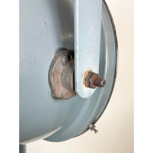 1950s Industrial Grey Enamel Factory Spotlight Hanging Light with Glass Cover, 1950s For Sale - Image 5 of 18