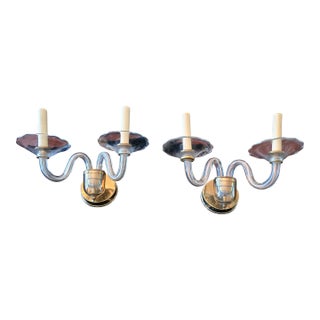 Mid Century Murano Style Venetian 1950s Pair Sconces For Sale