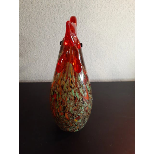 Contemporary 1980s Multicolor Speckled Art Glass Rooster Figurine For Sale - Image 3 of 8