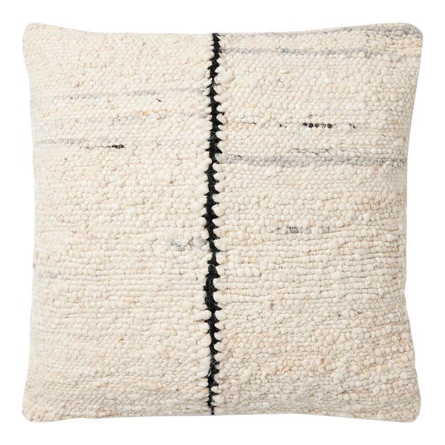 Amber Lewis x Loloi Ivory / Black 22'' x 22'' Cover with Poly Pillow For Sale