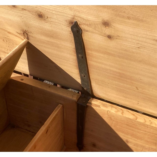 Oxblood Red Pine Trunk or Blanket Chest in Original Decorative Paint For Sale - Image 8 of 16