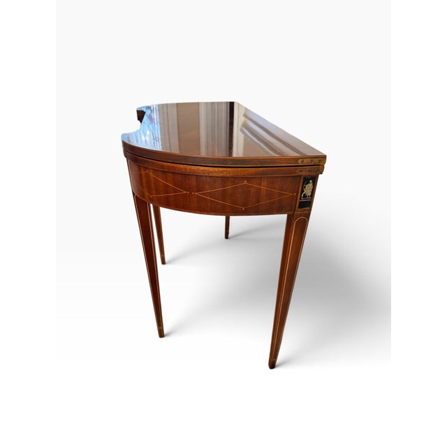Brown Late 20th Century Baker Furniture Historic Charleston Federal Mahogany Inlaid Folding Game Table For Sale - Image 8 of 18