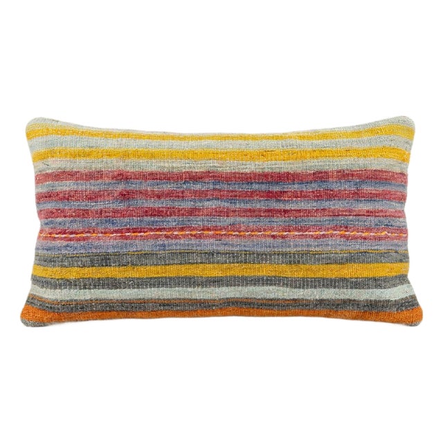 Anatolian Kilim Lumbar Pillow Cover 14'' X 20'' For Sale