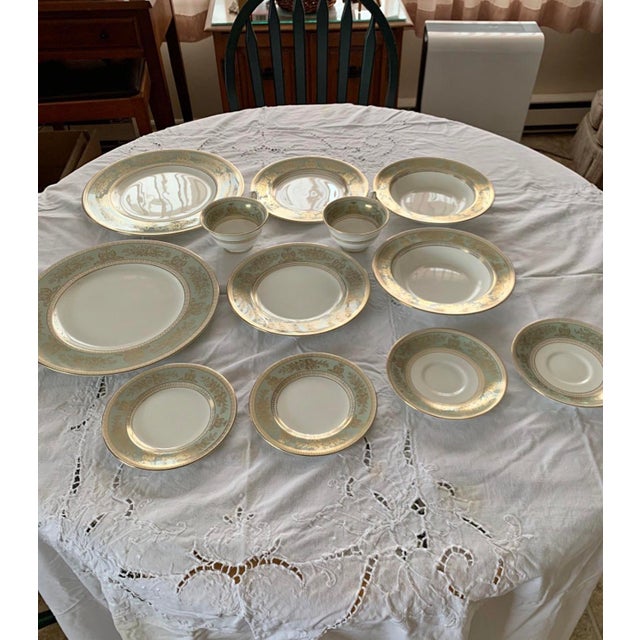Mint 1990s Wedgwood New Gold Columbia Sage Green Service for 12, Plus 6 Rim Soup Bowls R4409 - 66pc For Sale - Image 8 of 10