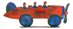 Early 20th Century Seymour Chwast, Pilots in Plane Painting on Metal Sculpture Wall Hanging Seymour Chwast Airplane