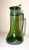 19th Century Large Antique 1800's German Arts and Crafts Pewter Green Glass Tankard Pitcher For Sale - Image 5 of 14