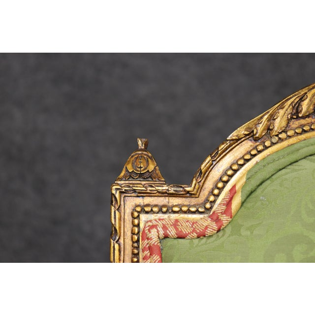 Wood 1950's Louis XVI Style Gilt Carved Armchair For Sale - Image 7 of 10
