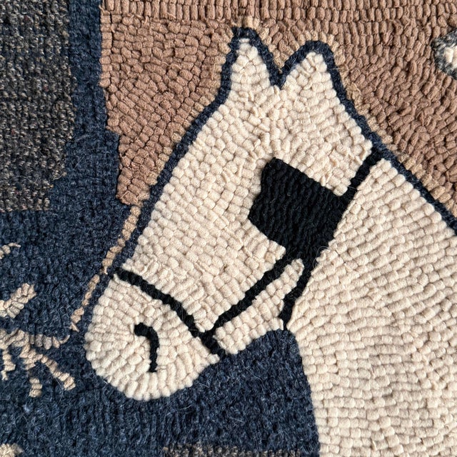 20th Century American Draft Horse Hooked Rug on Custom Wall Mount For Sale In Chicago - Image 6 of 17