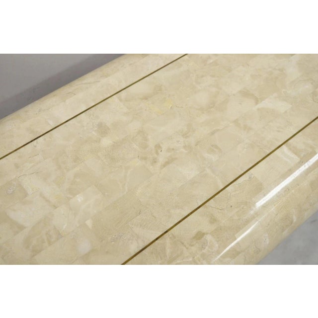 Vintage Tessellated Stone Inlay Modern Pedestal Console Table Attributed to Maitland Smith For Sale In Philadelphia - Image 6 of 11