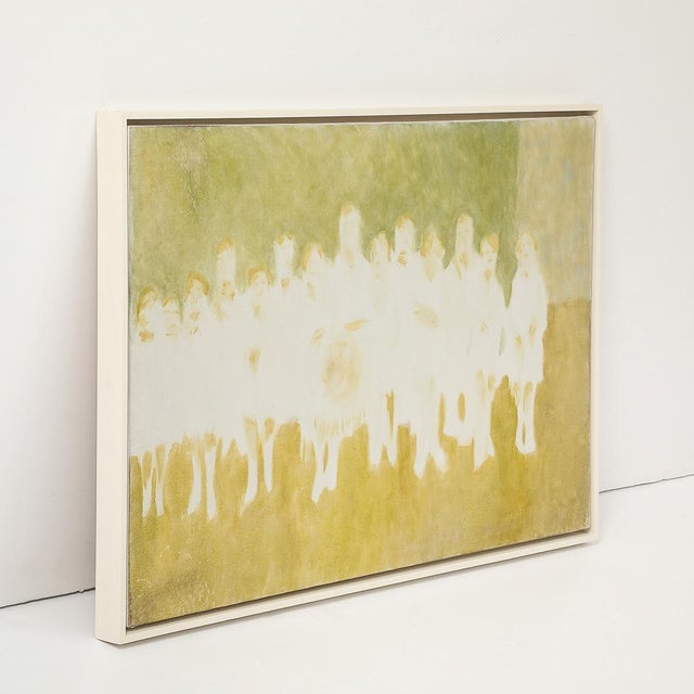 - Dimensions: 25.5" x 37.5" - Oil on canvas, newly framed in painted off-white. Certificate of authenticity provided. -...