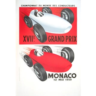 2002 Unknown 'Monaco Grand Prix 1959' Vintage Red,White,Black & White,Black France Lithograph For Sale