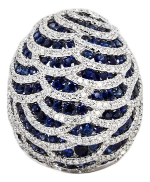 Late 20th Century Sapphire & Diamond Dome Ring, Size 5