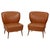 Vintage set of two "Expo 58" style cocktail chairs in cognac-colored faux leather (often referred to as *skai*), of...