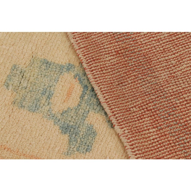 Beige Handknotted Vintage Turkish Oushak Rug in Beige/Brown, Orange Geometric Pattern For Sale - Image 8 of 8