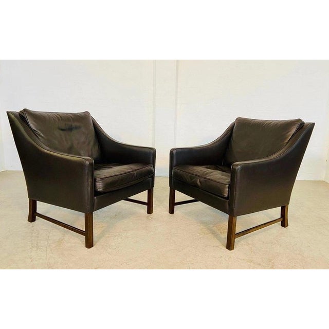 Vintage Scandinavian Fredrik Kayser Brown Leather Lounge Chairs, 1960s, Set of 2 For Sale - Image 6 of 18