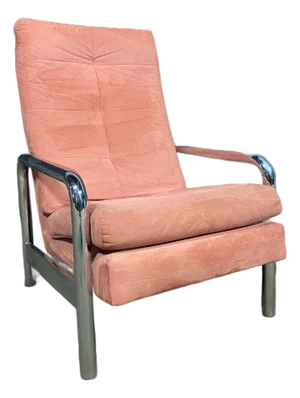 Pink Ultrasuede Recliner Attributed to Milo Baughman