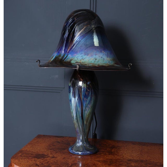 Large Vintage French Iridescent Art Glass Mushroom Lamp, 1960 For Sale - Image 13 of 18