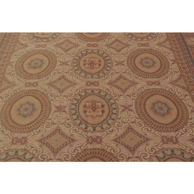 Rug & Kilim Vintage Aubusson Style Needlepoint Rug With Bold Floral Medallions - Rug & Kilim For Sale - Image 4 of 9