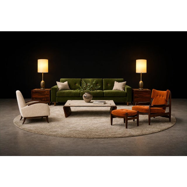 Mid-Century Modern Alexandre Rapoport Brazilian Rosewood Armchair With Ottoman in Burnt Caramel Mohair, Brazil, 1960s For Sale - Image 3 of 17
