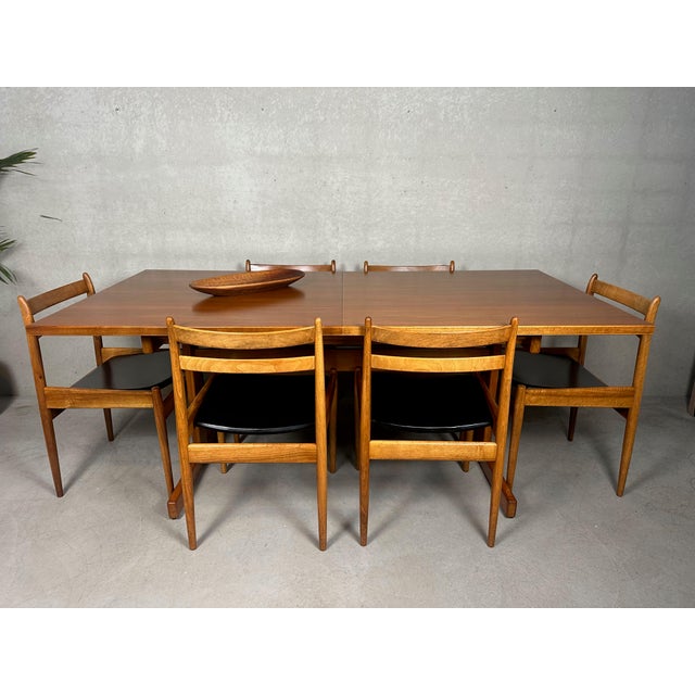 Vintage Dining Table and Chairs by Jos de Mey for Van Den Berghe Pauvers, 1960s, Set of 7 For Sale - Image 4 of 18