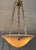 Art Deco period cast calcite glass bowl with brass hardware light fixture. Cleaned and re-wired, ready for installation....