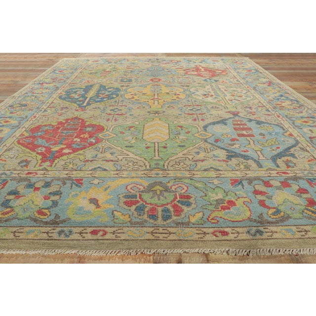 2010s Vintage Colorful Oushak Rug - 09'02 X 12'00 For Sale - Image 5 of 9
