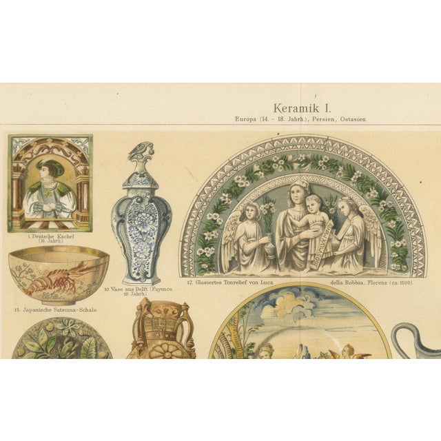 Antique Chromolithographs of Ceramics Through the Ages, 1898, Set of 2 For Sale - Image 12 of 13