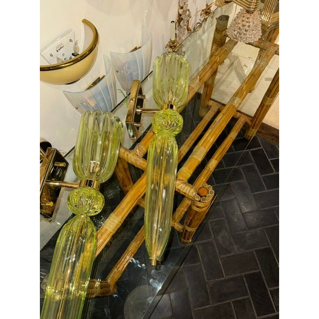 Early 21st Century Murano Green Torch Form Sconces - a Pair For Sale - Image 5 of 5