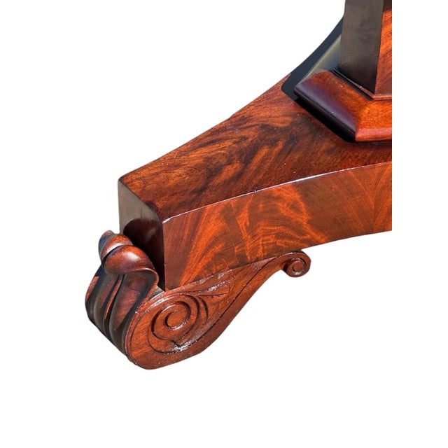 Antique Late Federal Mahogany Three Drawer Center Table on Obelisk Pedestal Base For Sale - Image 11 of 12