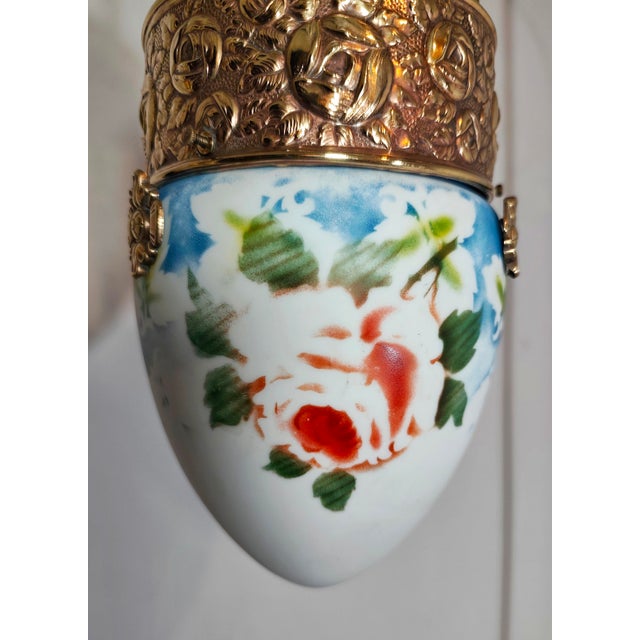 Gold Art Nouveau Pendant Lamp, Spain, 1930s For Sale - Image 8 of 17