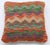 A one-of-a-kind handwoven Afghan wool kilim accent pillow featuring zigzag chevron stripes in green and orange. Cut and...
