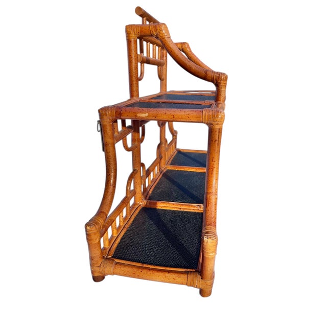 Vintage Pagoda Burnt Bamboo Hanging Shelf For Sale - Image 4 of 8