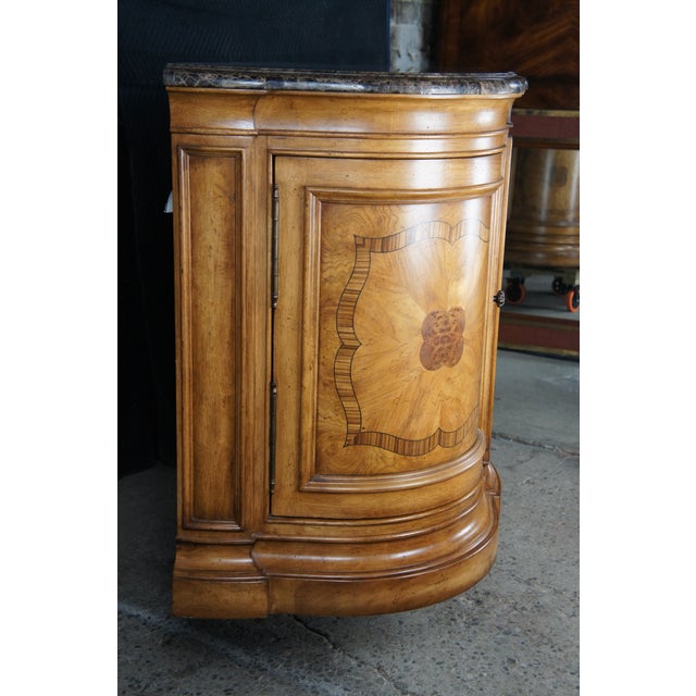 Thomasville Italian Hills of Tuscany Bibbiano Demilune Marble Top Burl Sideboard For Sale - Image 11 of 13
