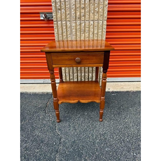 Antique Sheraton Style 2 Tier One Drawer Nightstand Side Table Solid wood frame, dovetail joint construction 2 Tier with...