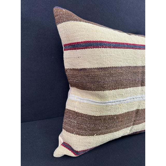 Turkish Hemp Pillow Cushion Natural Beige Brown Pillow Cushion Cover 24"x24" For Sale - Image 4 of 4