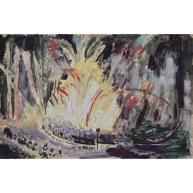 Unknown - Fireworks at Night - Original Drawing - 1940s For Sale - Image 3 of 3