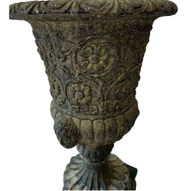 Italian Renaissance Stone Campana Garden Urns, Set of 2 For Sale - Image 5 of 10