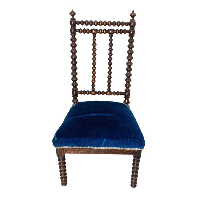 Napoleon III Chair with Turned Beech & Velvet for Child, 1880s For Sale