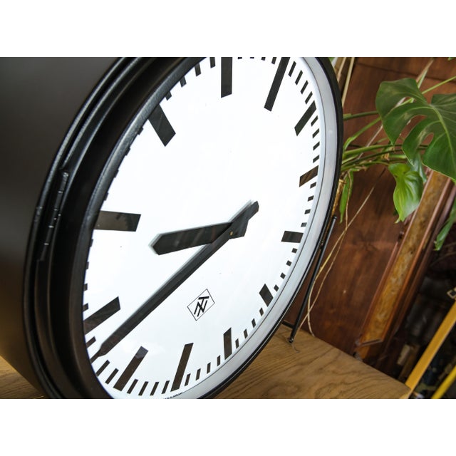 1950s Large Double Sided TN Light Up Station Clock from Telenorma, 1950s For Sale - Image 5 of 16