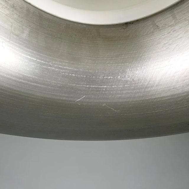 Italian Modern Round Base Pendant in Aluminum with White Glass Band, 1970s For Sale - Image 18 of 18