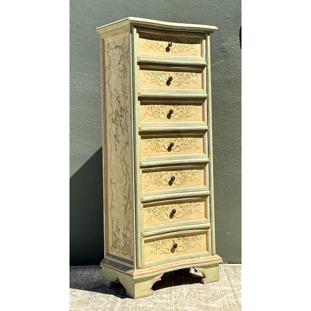 Cream Vintage Italian Hand Painted Ligerie Chest For Sale - Image 8 of 12