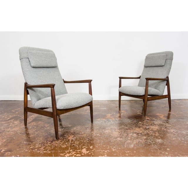 Gray Mid-Century Modern High Back Lounge Chairs by Edmund Homa, Poland, 1960s, Set of 2 For Sale - Image 8 of 17