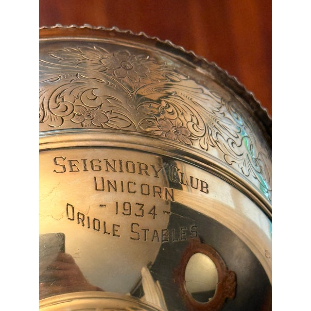 Ellis-Barker 1934 Silverplate Trophy Bowl - Seigniory Club Quebec Oriole Stables Equestrian Trophy - Chateau Montebello Canadian Heritage For Sale - Image 14 of 14
