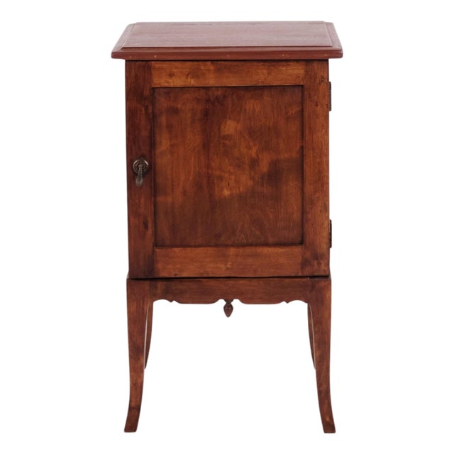 Bedside Table in Dark Wood with Brass Mounts and Tapered Legs, 1940s For Sale