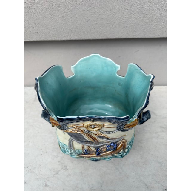 Late 19th Century Majolica Nautical Cache Pot Onnaing, Circa 1880 For Sale - Image 5 of 9